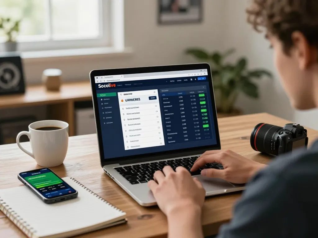 Socolive user engages in sports betting with laptop displaying odds and match schedules, promoting responsible gaming.