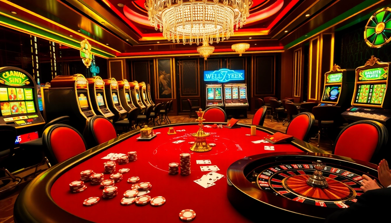 Experience the thrill of winning at https://77ball.org/ with vibrant casino visuals featuring poker, roulette, and slot machines.