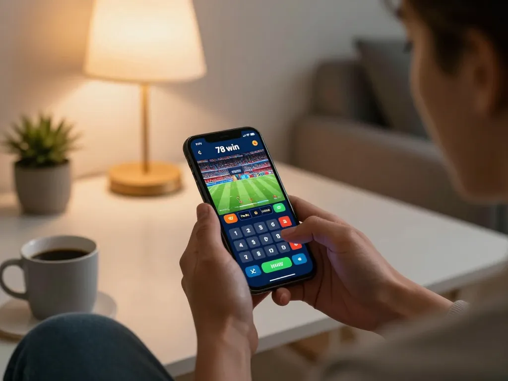 Enjoying an exciting gameplay session on the 78 win app from the comfort of home.