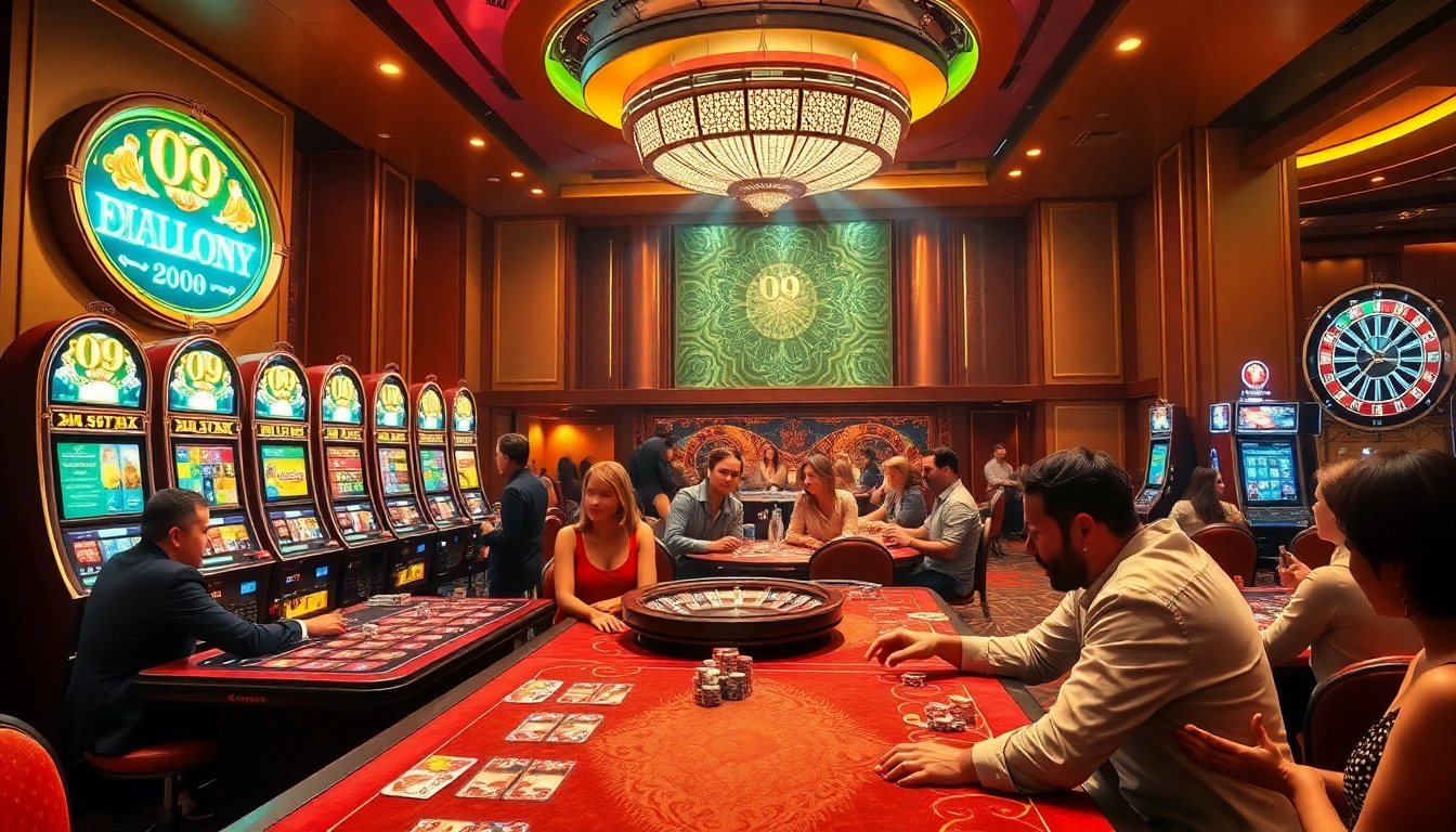 Experience thrilling gambling action at U888 Com with vibrant tables showcasing poker chips and lively slot machines.