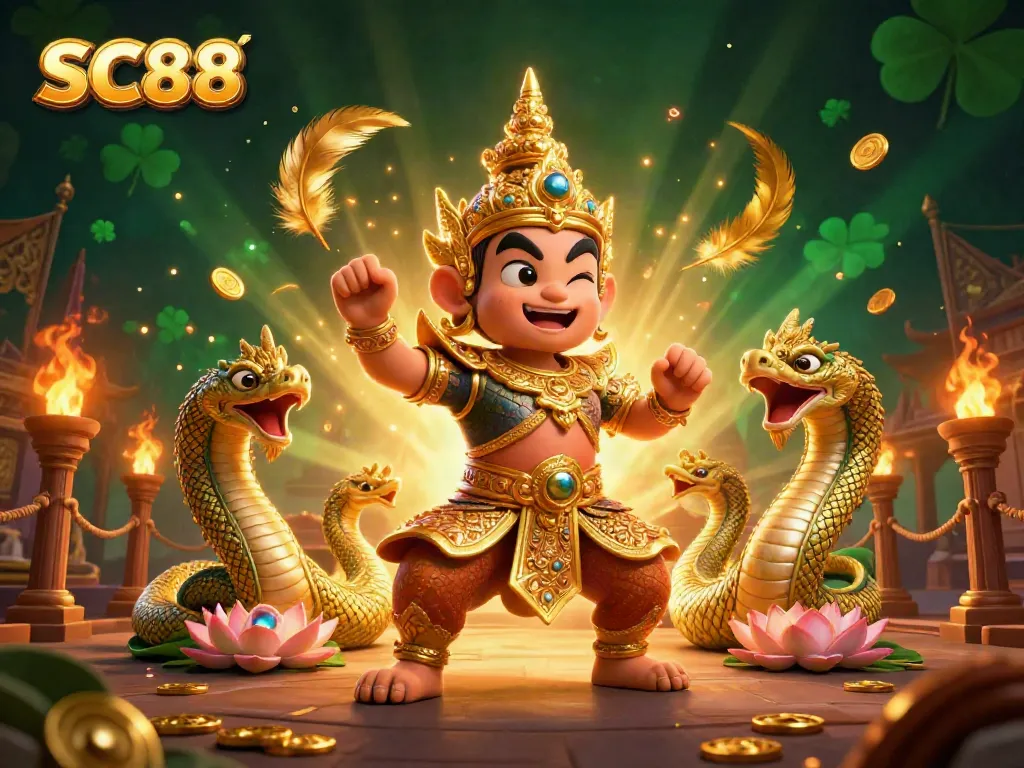Engage in thrilling moments at SC88, featuring vivid characters and festive symbols of gambling.