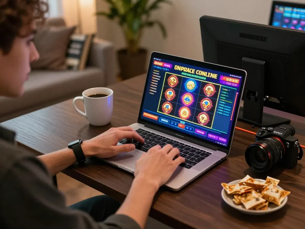 Engaging online gaming session at https://xo88.farm/ showcasing a vibrant slot game on a laptop.