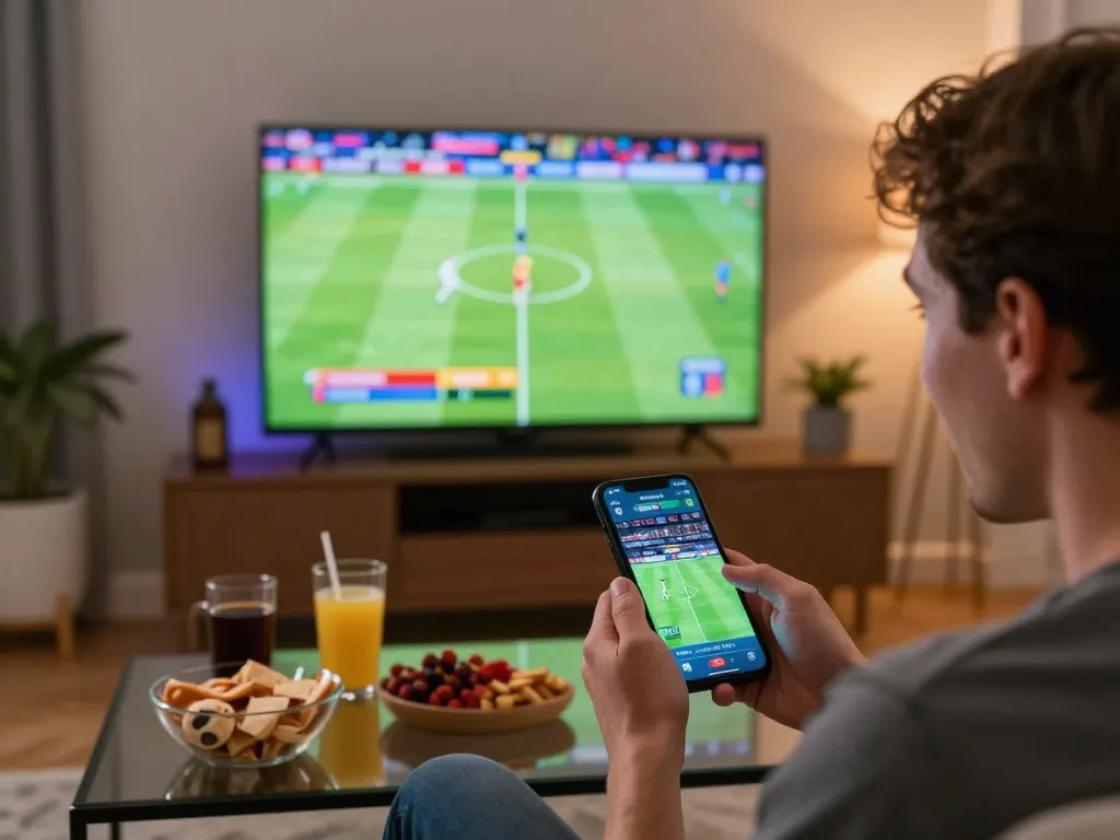 Kết quả bóng đá displayed on mobile app during an intense sports betting session, capturing the excitement of responsible gambling.