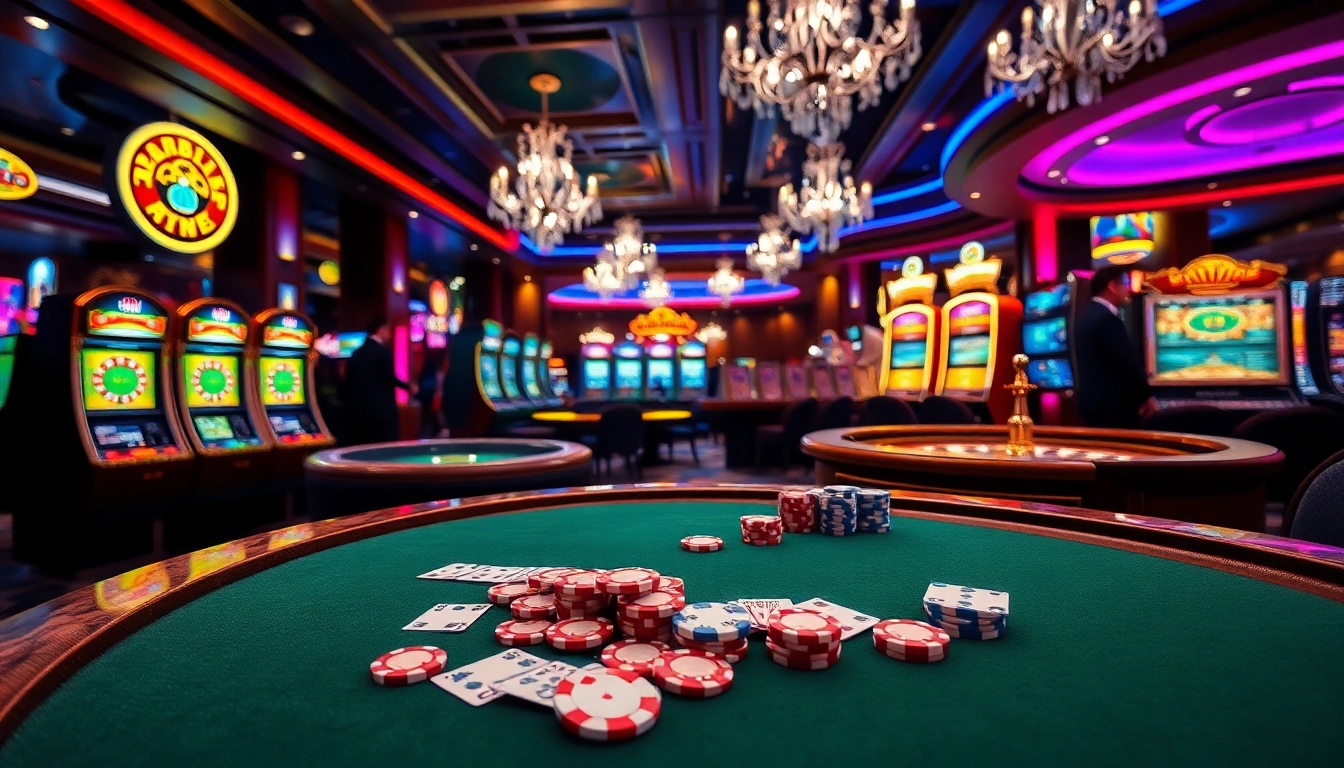 Players celebrating a win at MMOO, engaged in a thrilling casino game environment with vibrant slot machines.