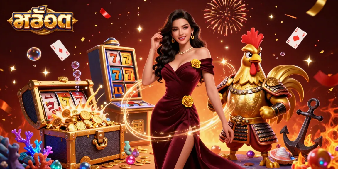 Play engaging สล็อต games amidst a glamorous atmosphere filled with vibrant casino elements.