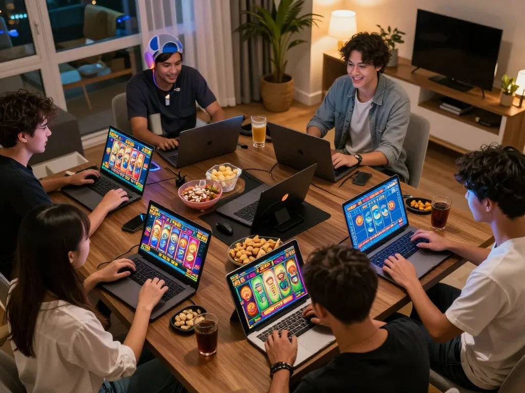 Player engaging in slot88 online gaming session at home, showcasing vibrant game interfaces.