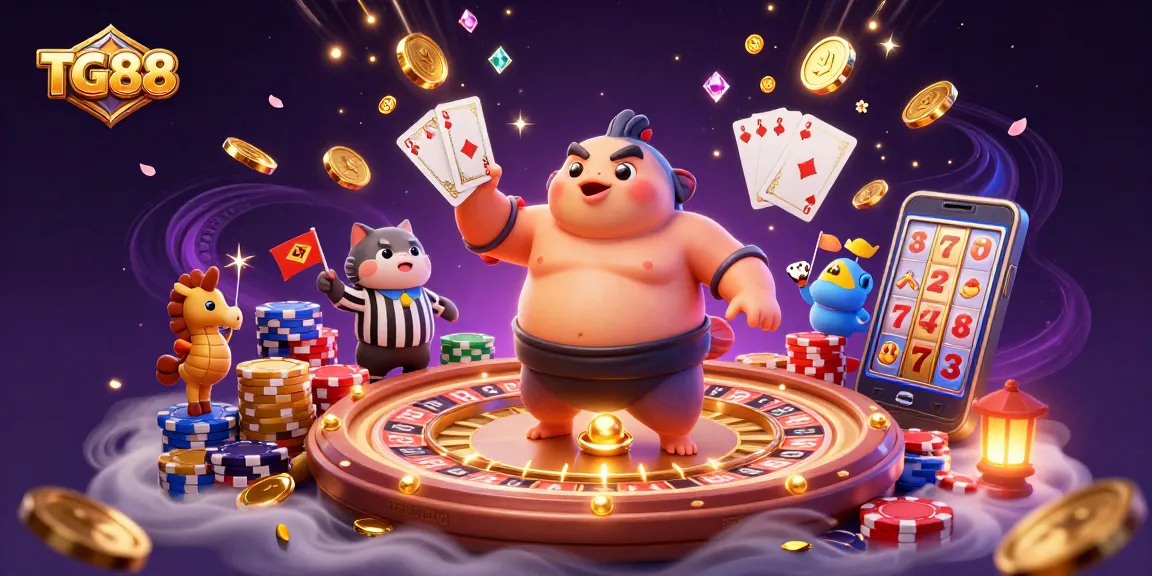 Experience thrilling games at TG88, featuring vibrant 3D visuals of underwater casino fun.