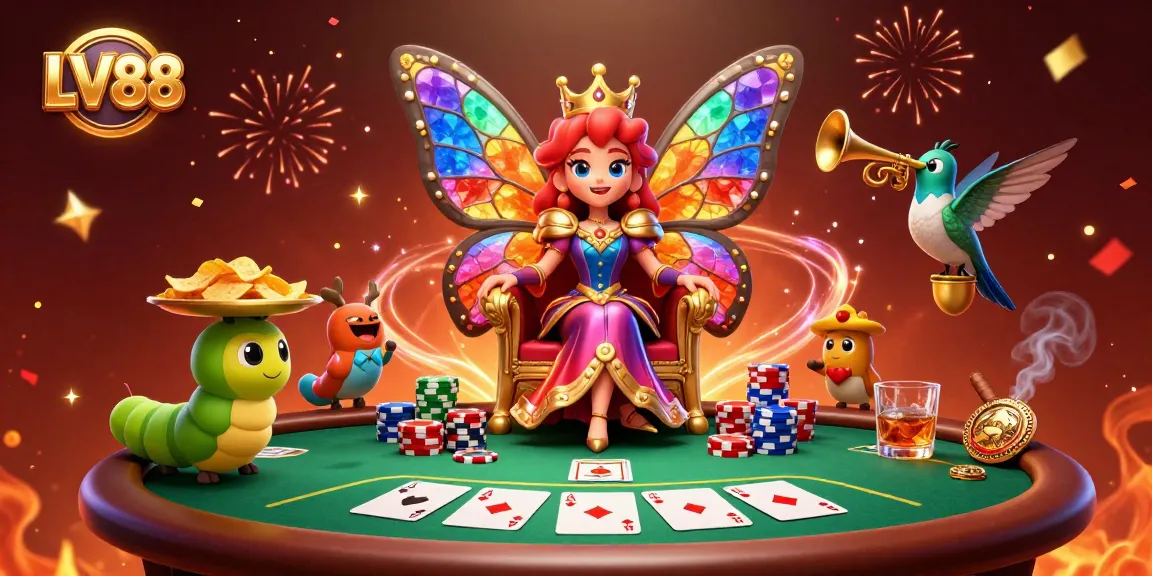 Experience thrilling gameplay at LV88 with an exciting casino scene packed with poker elements.