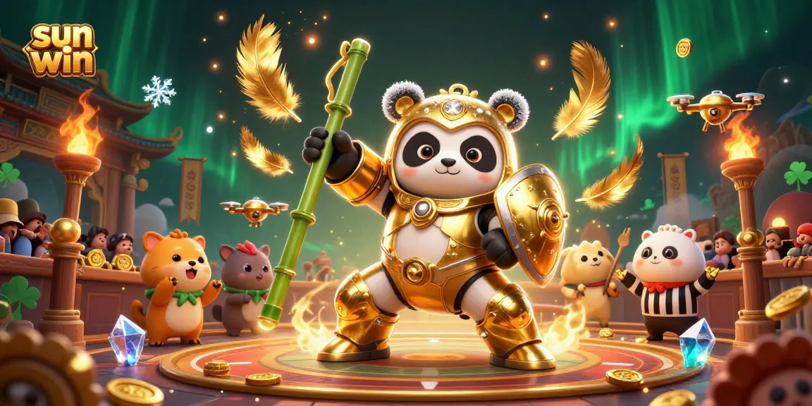 Engaging scene of the sun win casino featuring an epic mech-suit panda in action.