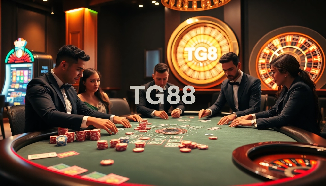 Experience thrilling gameplay at TG88 with vibrant poker tables and winning moments.