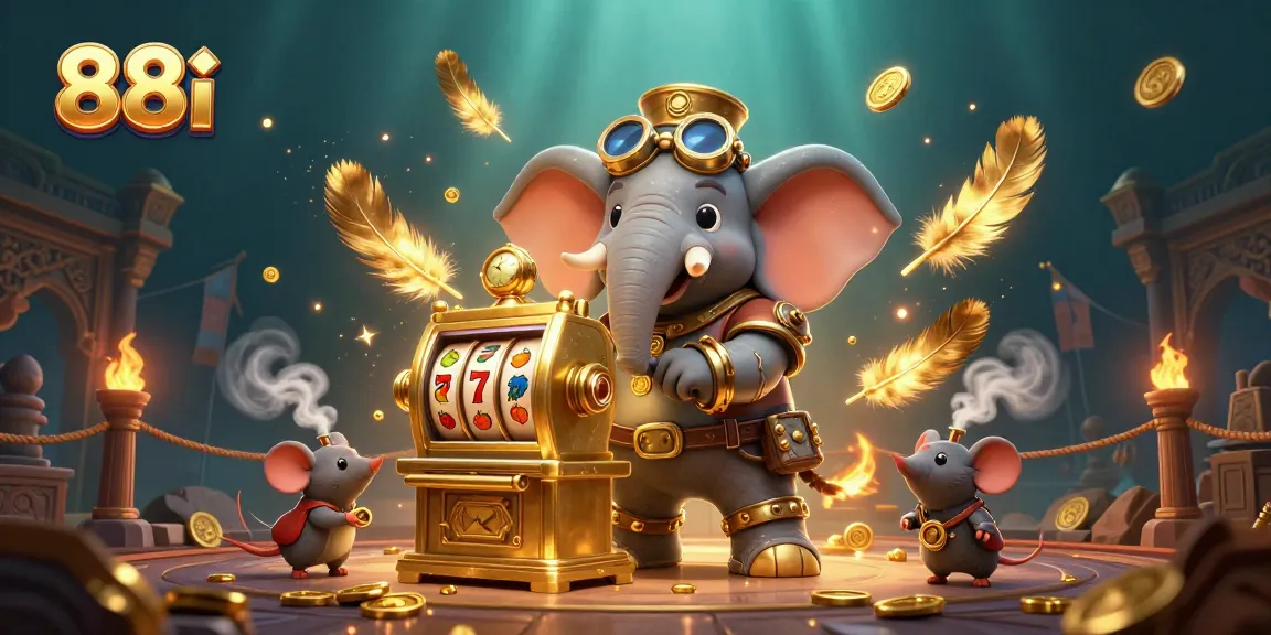 88i offers dynamic fun with a steampunk elephant managing a golden slot machine in a vibrant casino scene