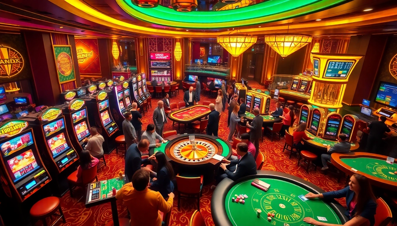 Nohu gaming room with slot machines and roulette table, highlighting excitement and luxury.