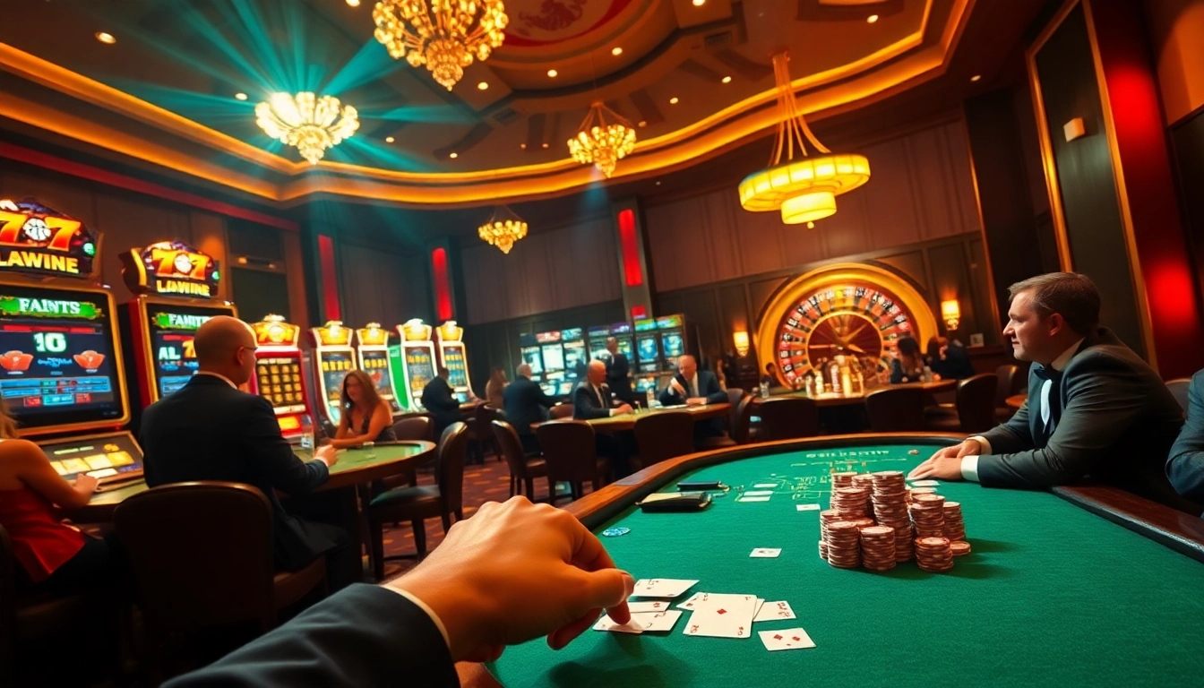 Experience high-stakes excitement at 789win casino with luxury poker tables and vibrant atmosphere.