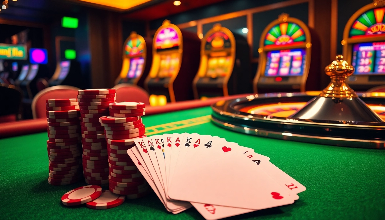 Experience the thrill of gambling at the b52 casino table with vibrant poker chips and playing cards.