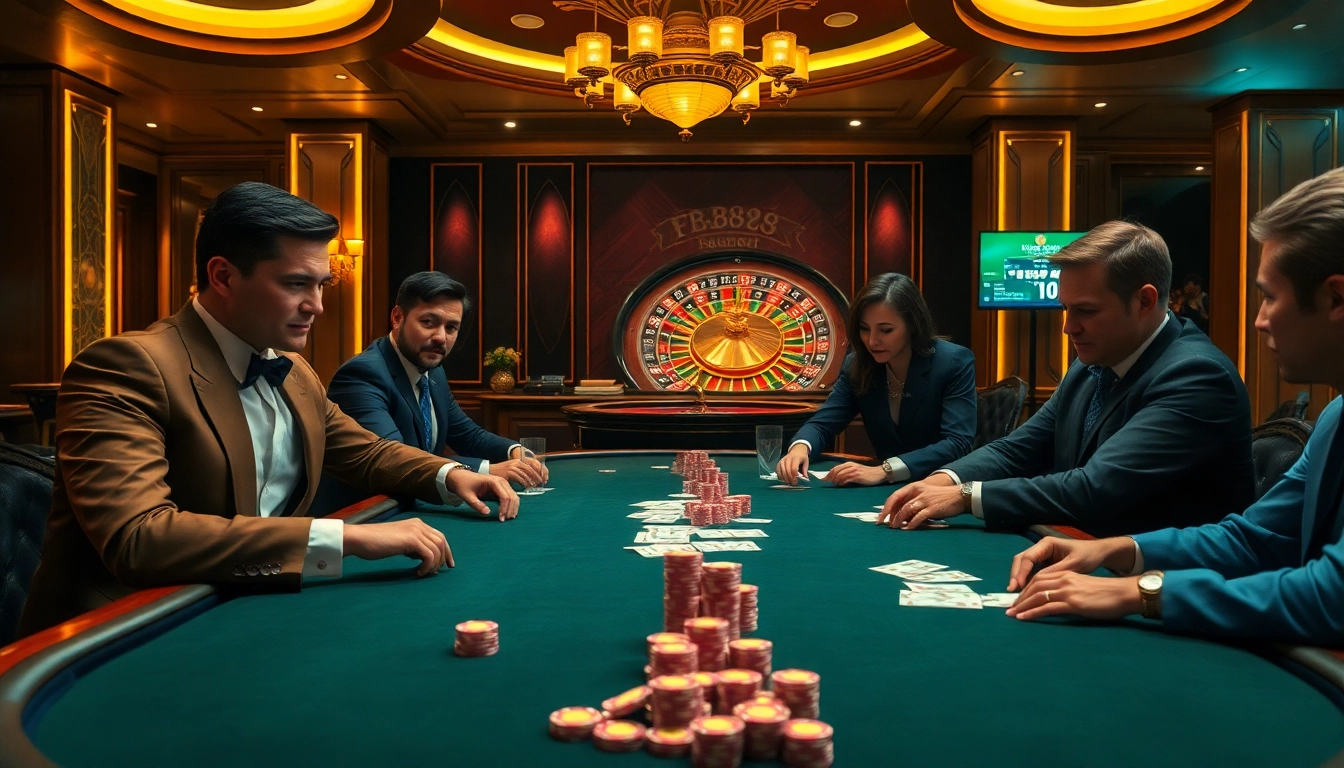 Experience the thrill of fb88 đăng nhập at an upscale casino with intense poker action.