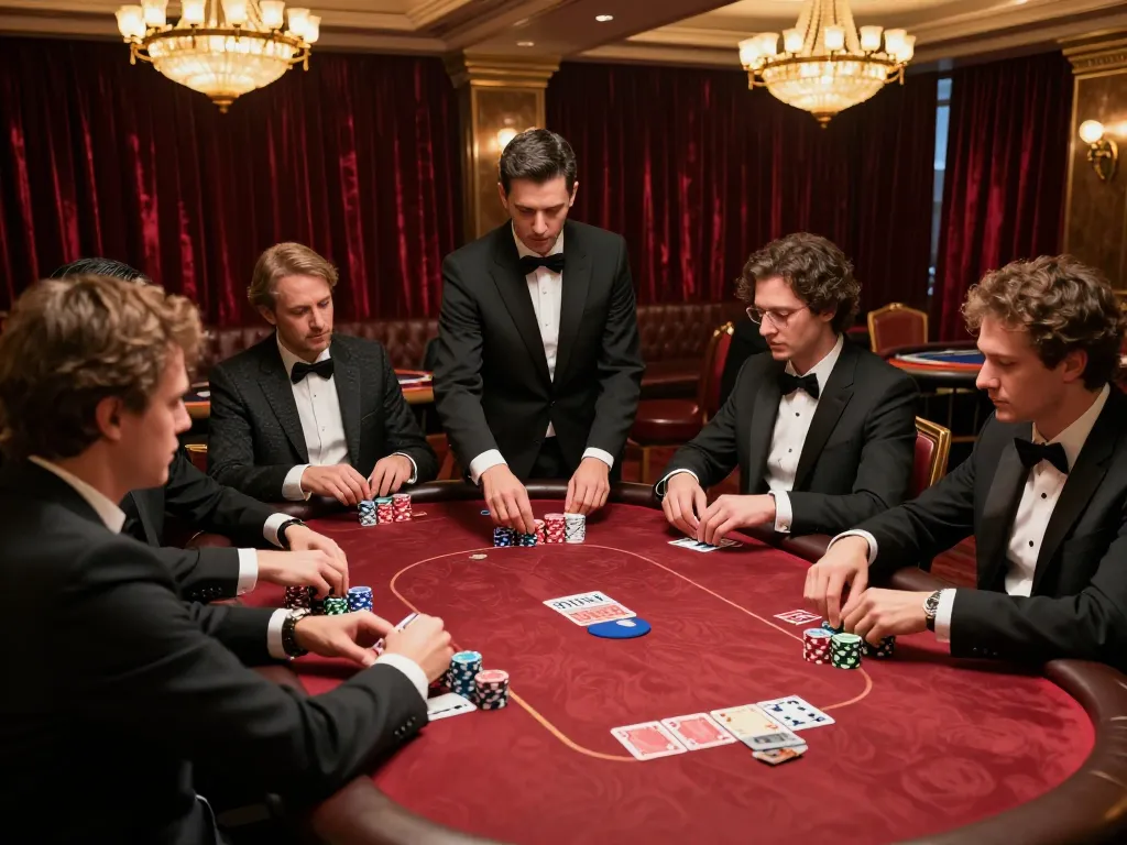 Experience high-stakes poker at https://tg88uk.com/ with players engaged in strategic gameplay around a luxurious casino table.