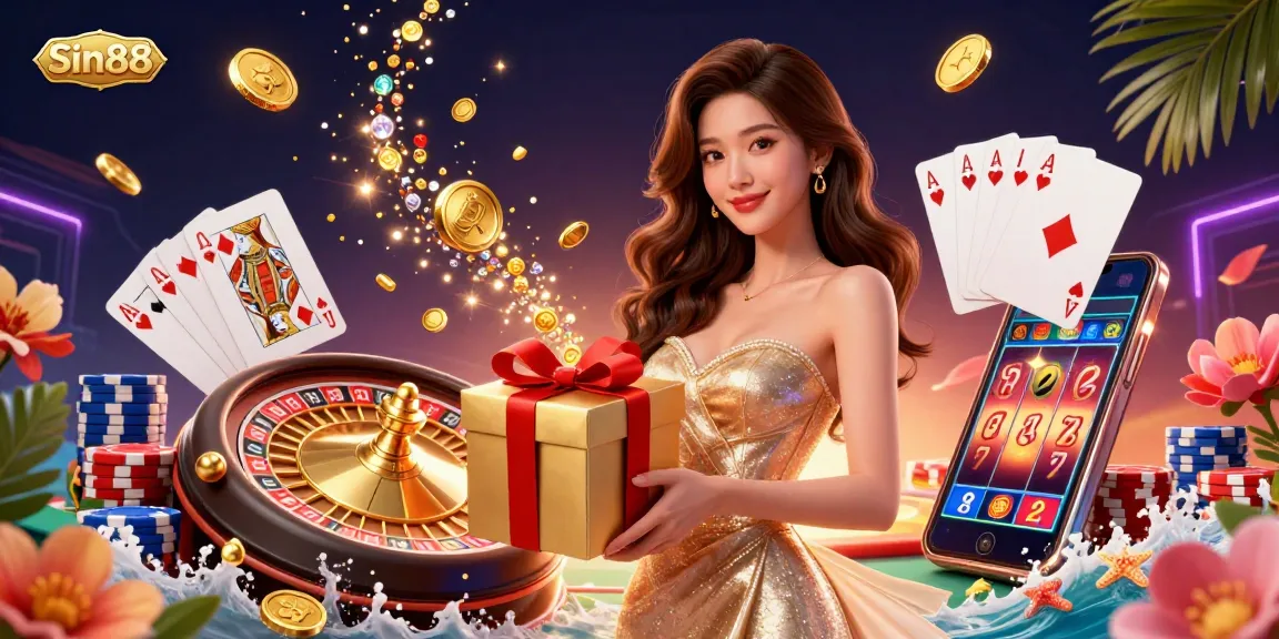 Experience exciting wins with Sin88 at a vibrant Lunar New Year casino celebration, showcasing sparkling elements.