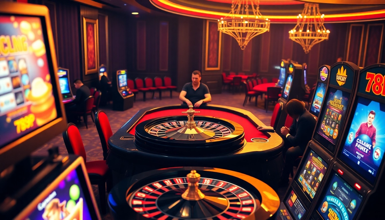 Engaged players enjoying thrilling games at 789p casino with luxurious decor and vibrant betting environments.