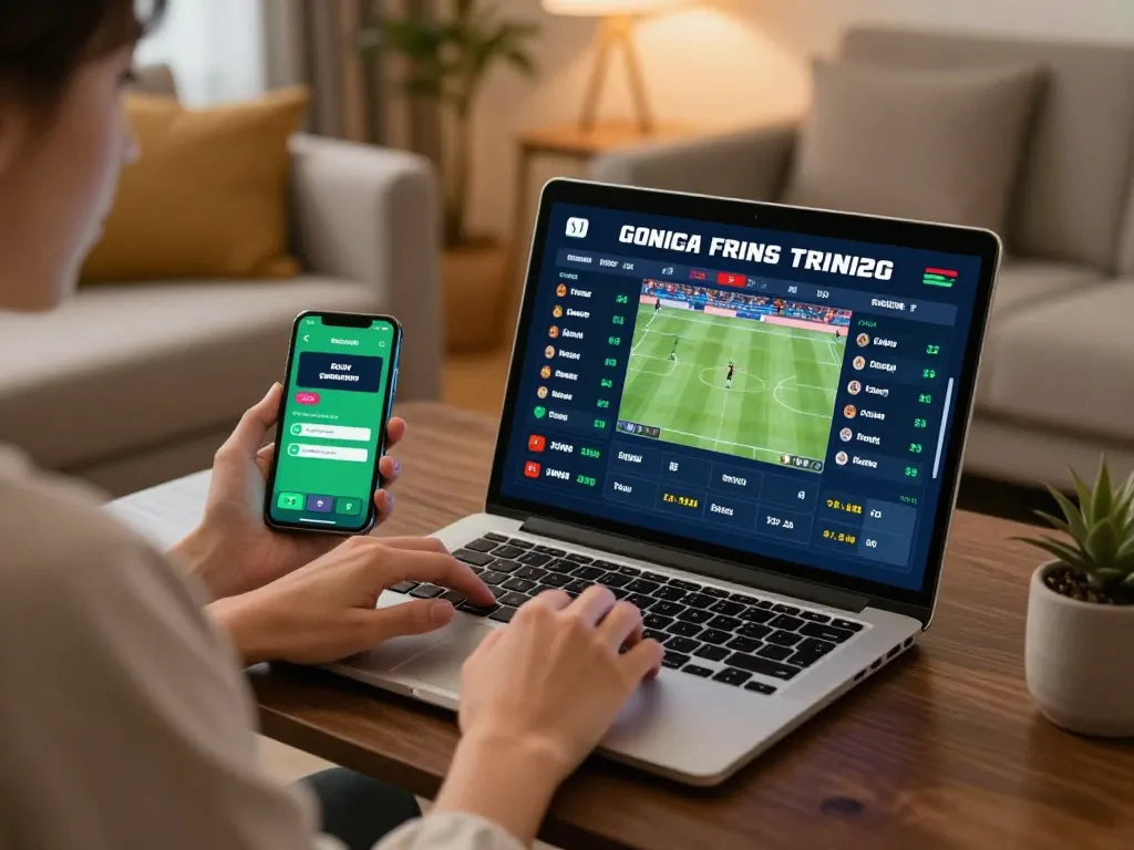 Bong88 user placing strategic bets on a laptop during a cozy home gaming session
