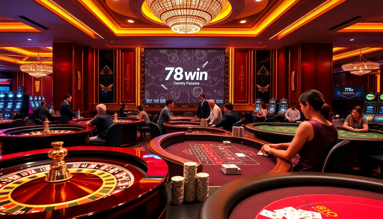 Betting action at a 78win casino table, showcasing luxurious poker and roulette gameplay.