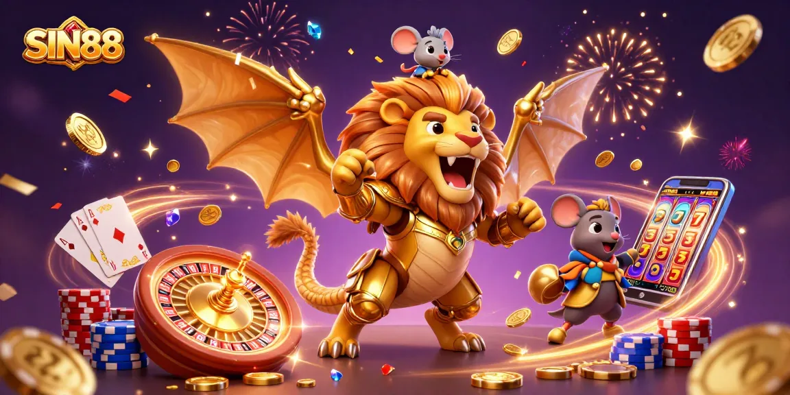 SIN88 offers a thrilling casino experience with dynamic games, golden coins, and excitement.