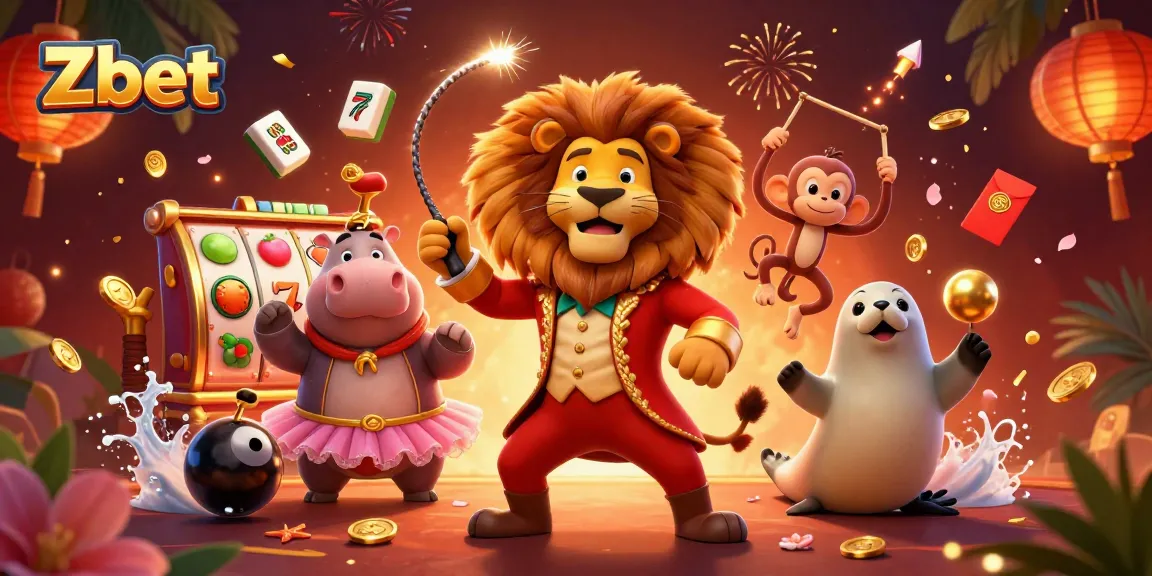 Zbet offers thrilling casino experiences with lively characters and exciting slot game elements in an engaging scene.