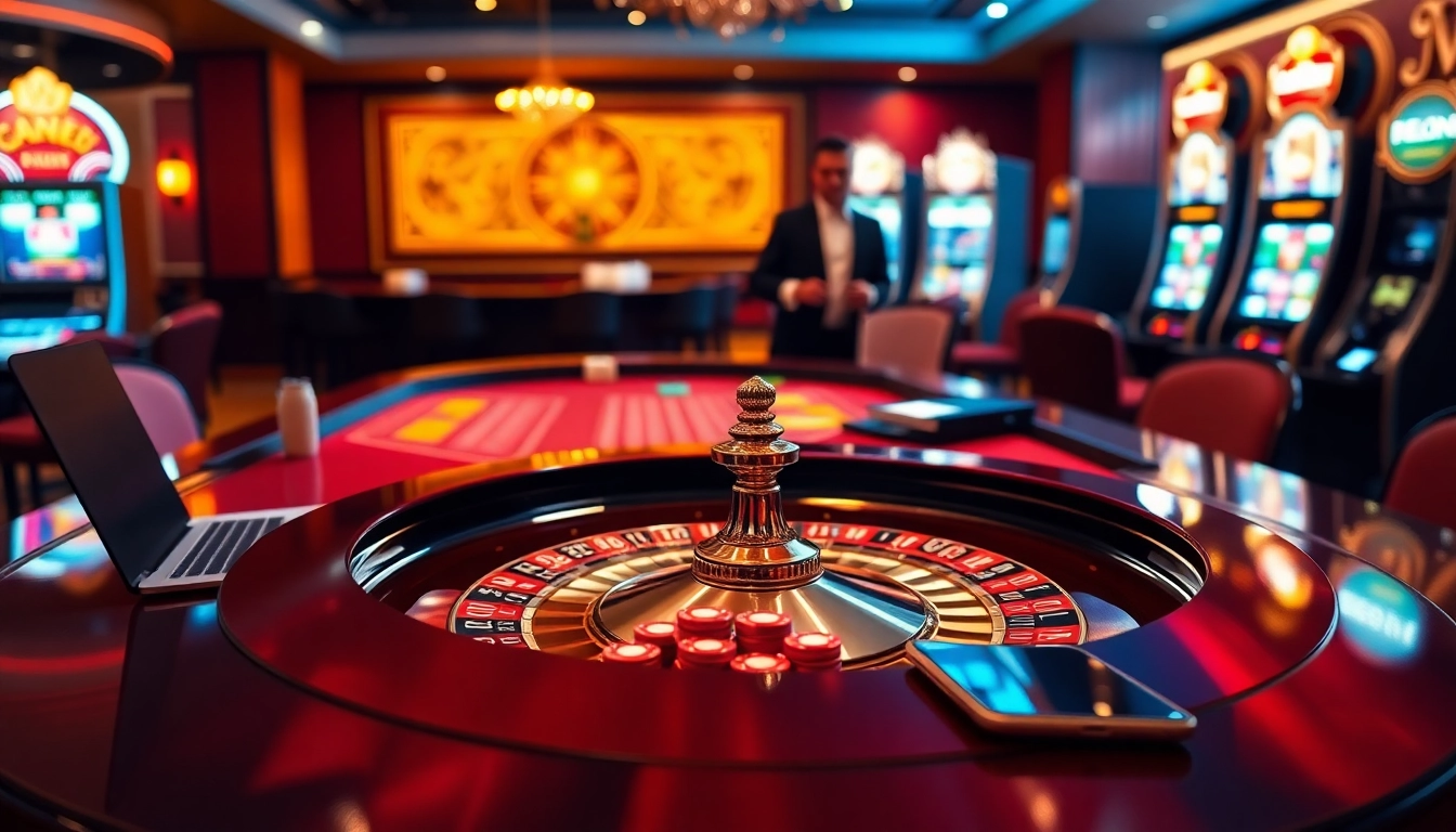 Engaging scene of online gambling at https://xn88.law/ featuring a roulette table and luxurious atmosphere.