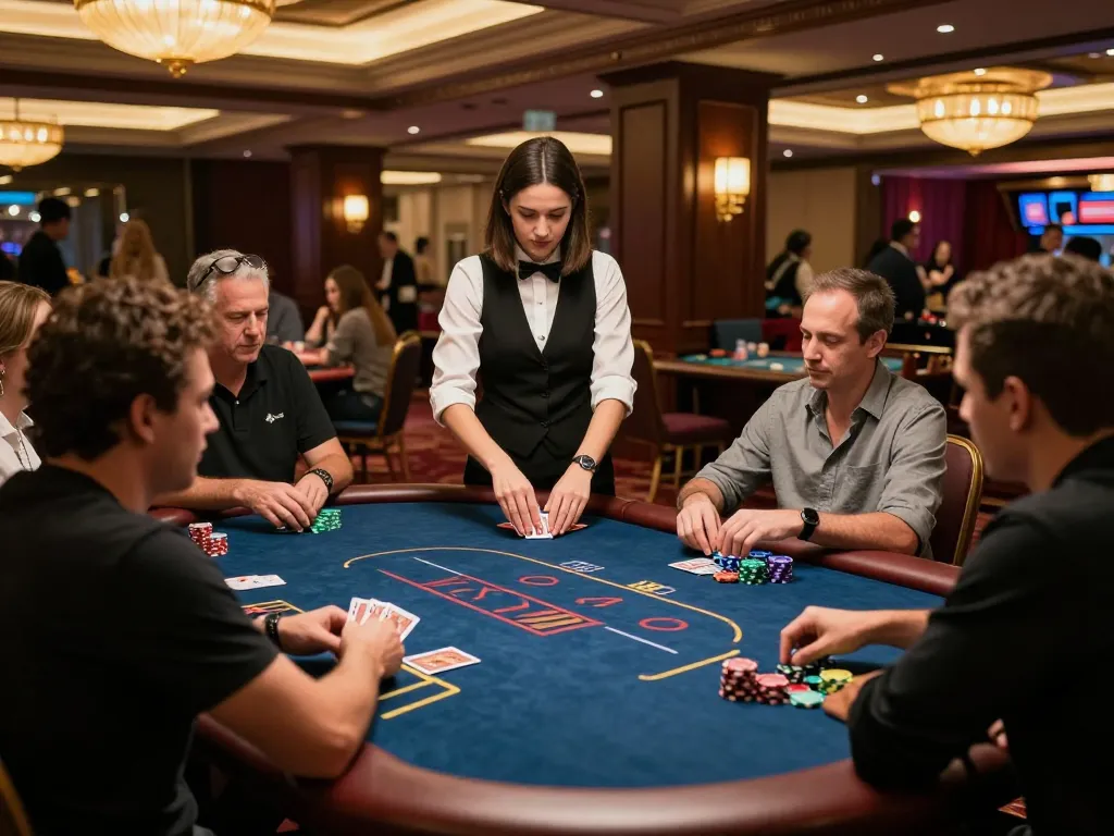 Players enjoying a poker game at vebotv-inspired casino featuring vibrant atmosphere