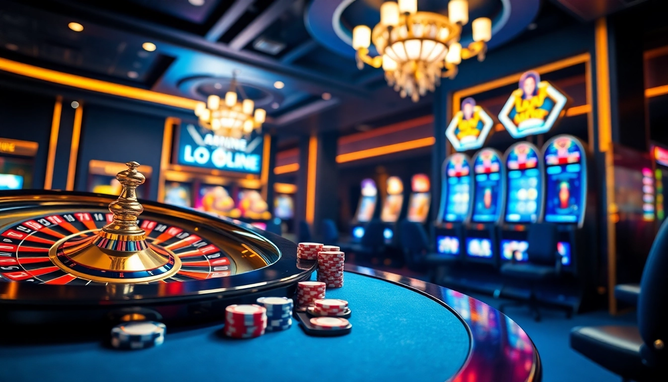 Lô đề online excitement unfolds with engaging casino visuals featuring roulette wheels and vibrant poker chips.