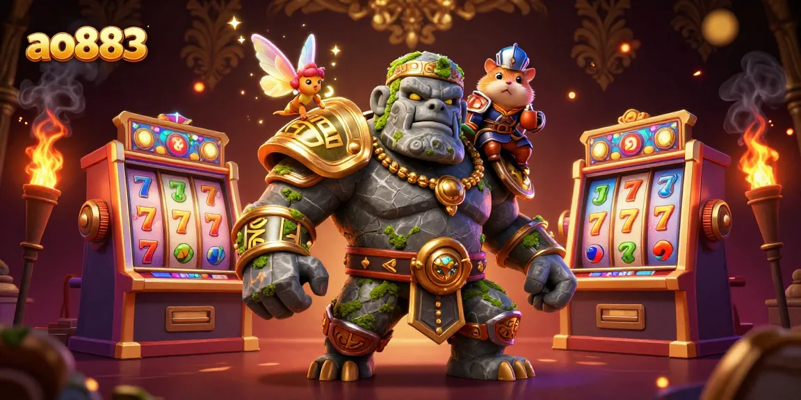 Experience the excitement of ao883 slots with vibrant characters and dynamic elements in a magical casino scene.