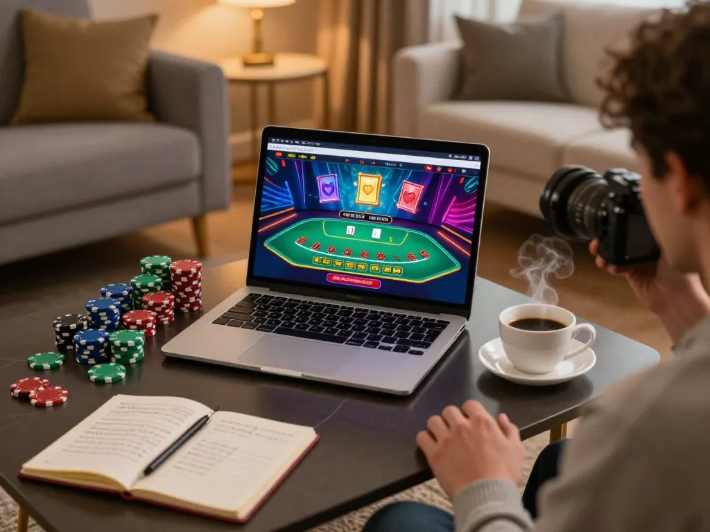 Người chơi LUCK8 đang tận hưởng trò chơi blackjack trực tuyến với các tùy chọn đặt cược trên máy tính xách tay tại nhà.