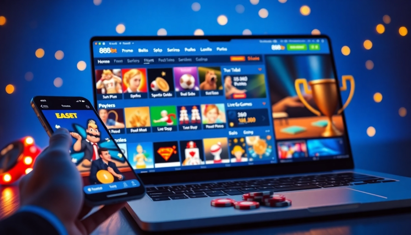 Exciting scene showcasing 888b.bet with vibrant online gaming features and user-friendly interface.