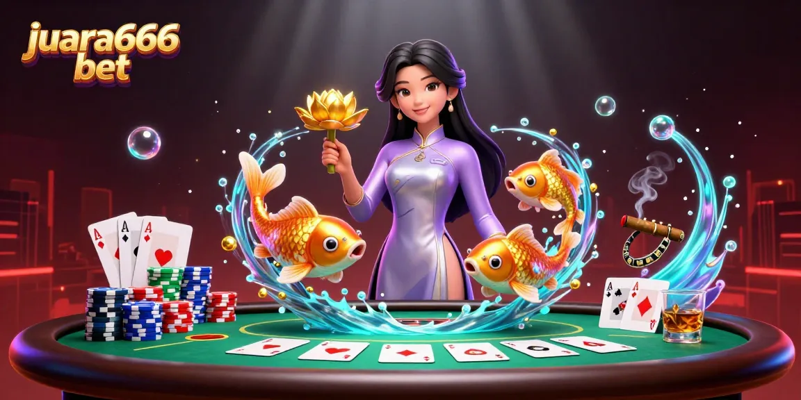 Rasakan kegembiraan juara666 bet dengan gambaran 3D yang hidup dari elemen kasino dan permainan.