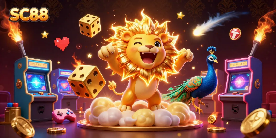 SC88 exploding with big wins, showcasing golden dice and colorful gaming elements in an exciting casino atmosphere.