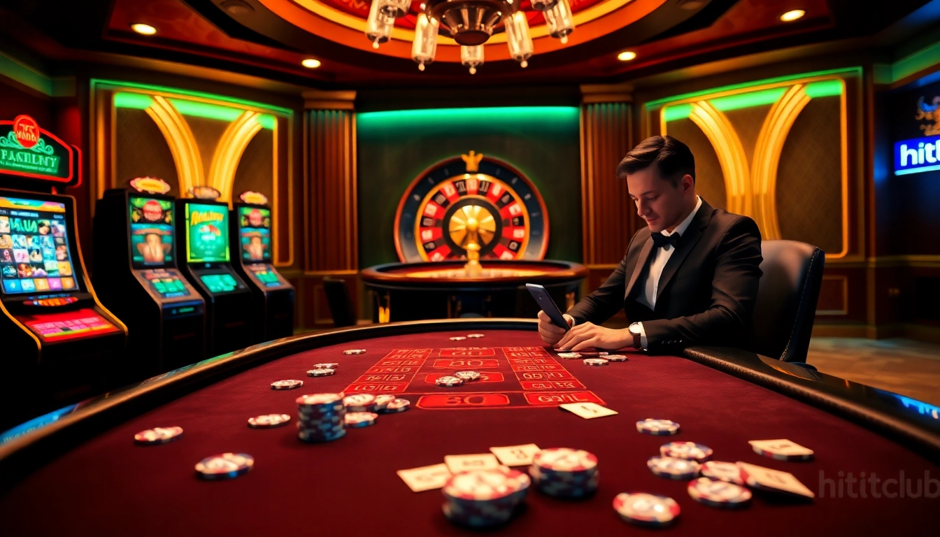 Experience the excitement of hitclub gaming with poker tables, colorful slots, and vibrant roulette wheels.