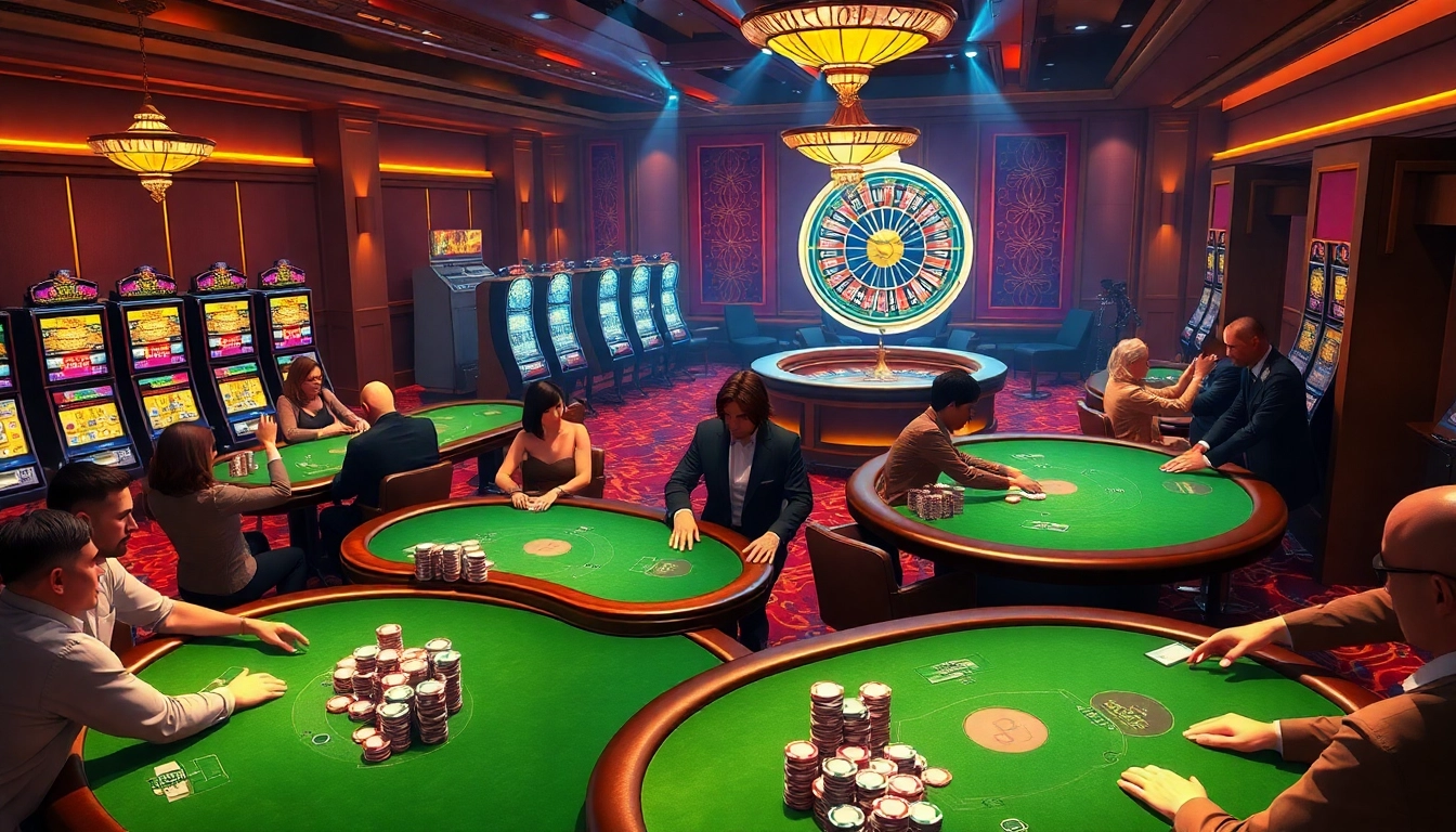 Engage with KJC's thrilling poker atmosphere featuring luxurious tables and eager players.