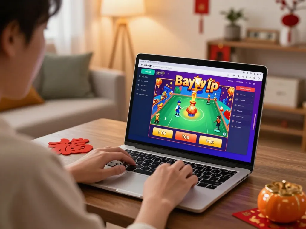 Engaging with Bayvip online games during the festive season, celebrating Tết with excitement and interactive gameplay.