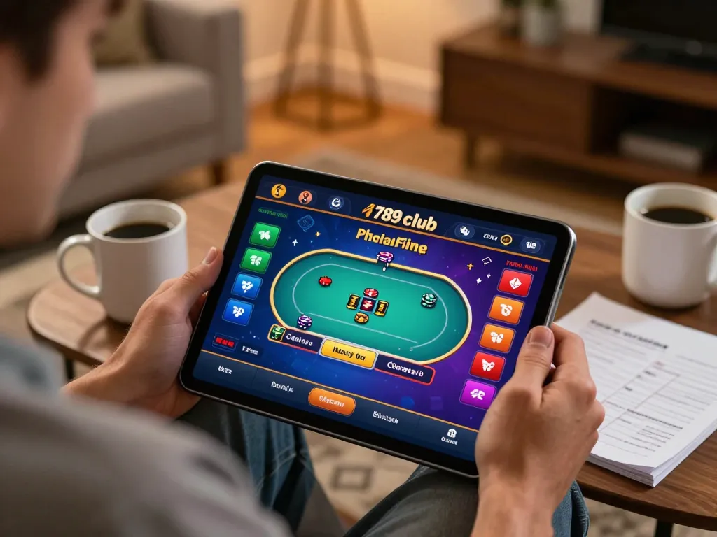 Experience dynamic poker gameplay on 789club with a cozy home setup.