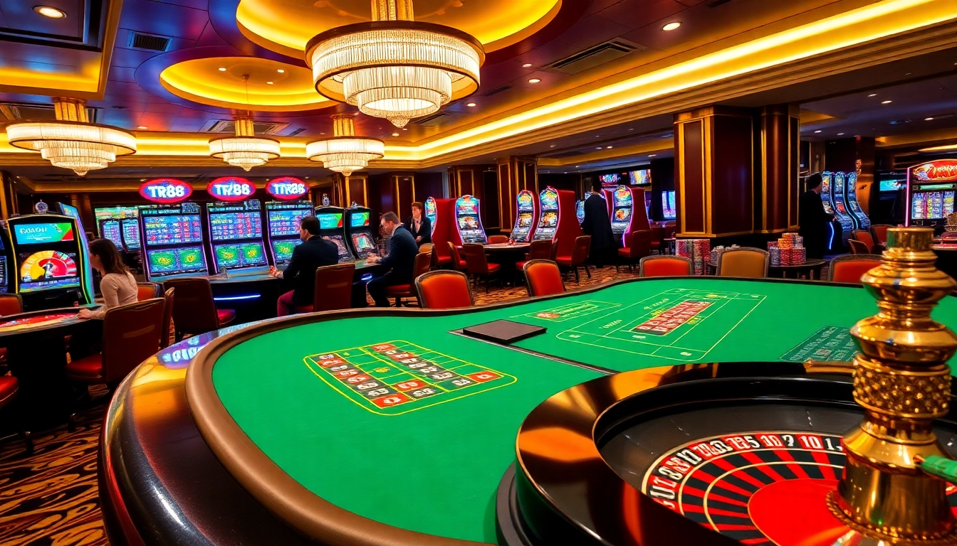 Engaging scene at tr88 casino with vibrant poker table and exciting gambling elements