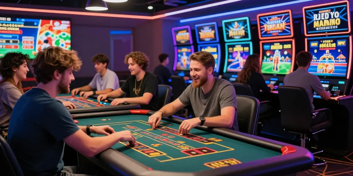 HELLO88 players engaging in exciting online casino games in a vibrant digital setting