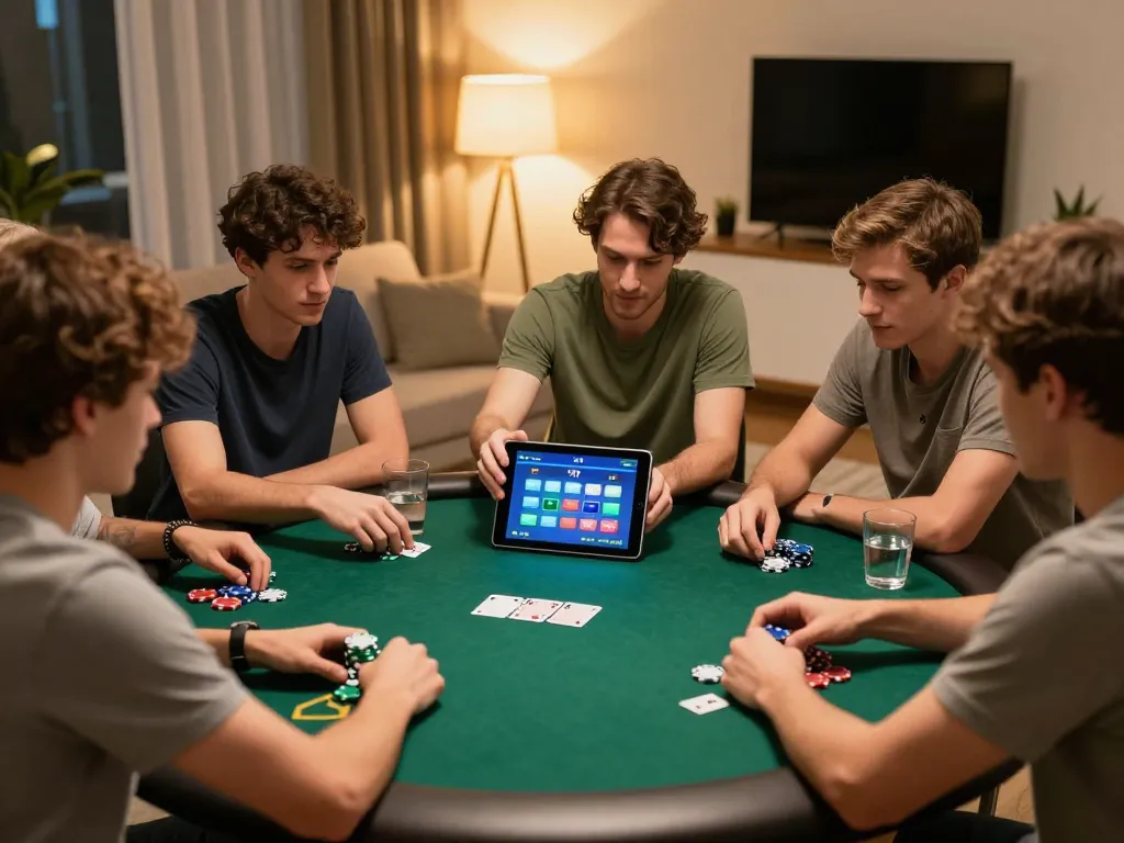 Engaged players enjoying online poker at home, showcasing the excitement of bong88 gaming.