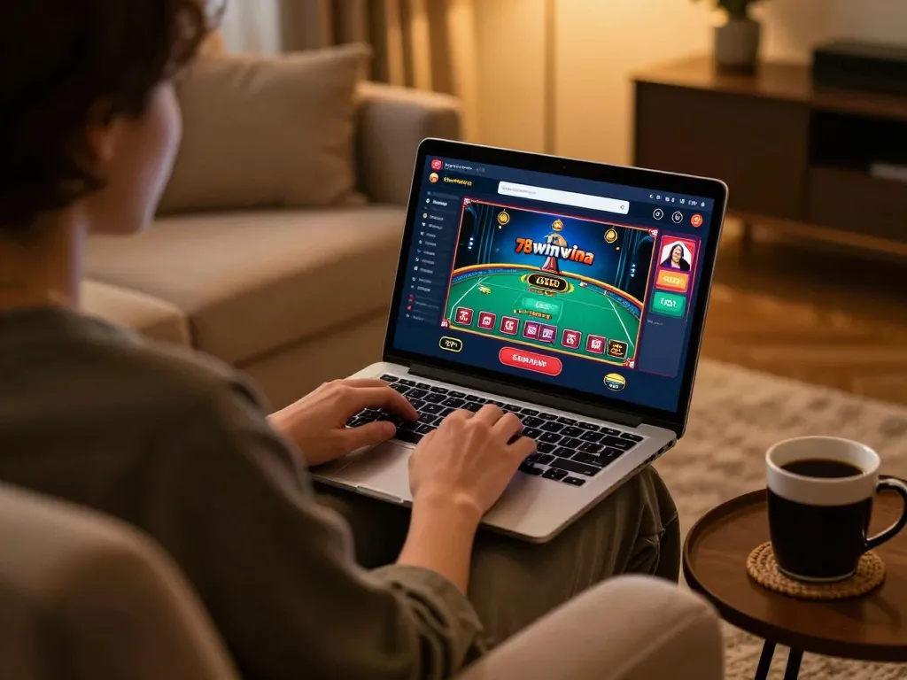 Engaged player enjoying strategic gameplay on 78winvina online casino platform.