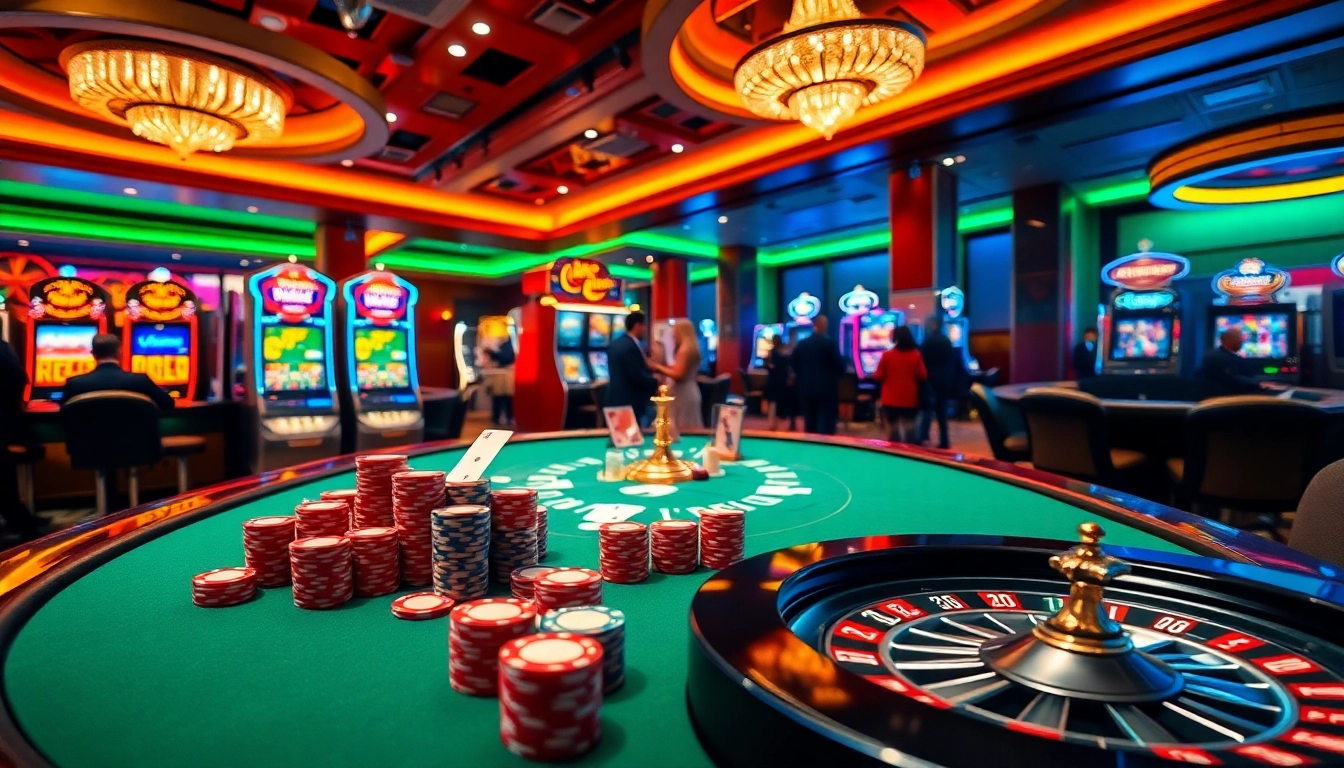 Experience the excitement of hb88 at a luxurious poker table in a vibrant casino.