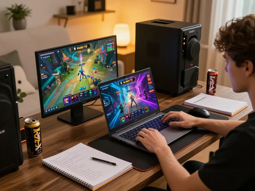 Engaging player using kubet79 online casino on laptop in inviting home setup.