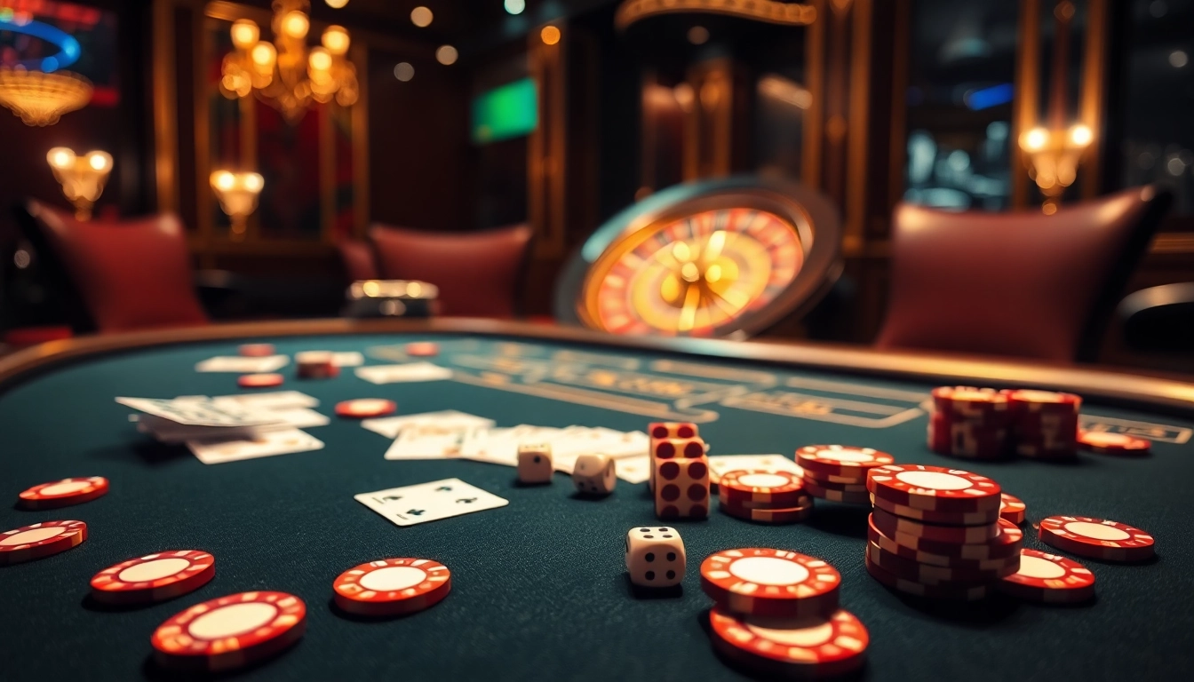 Exciting scene of poker at a luxurious gaming table on https://lsa.jp.net/ with vibrant chips and cards.
