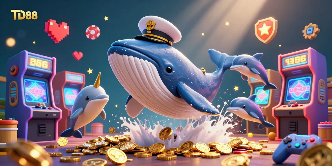 Engage with TD88's thrilling gaming experience amidst vibrant characters and casino elements.