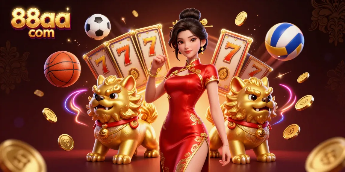 Engage with thrilling games at 88aa com, featuring slot reels, lucky symbols, and vibrant casino atmosphere.