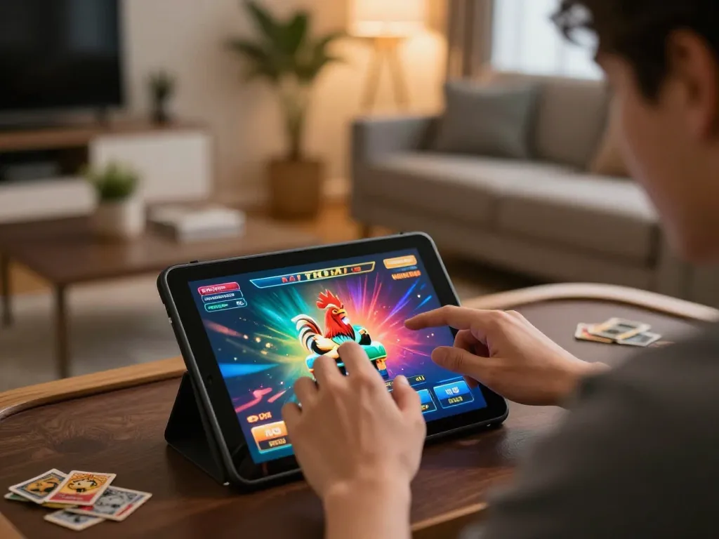 Tham gia đá gà thomo HD trên máy tính bảng trong một không gian ấm cúng tại nhà cho chiến lược chơi game