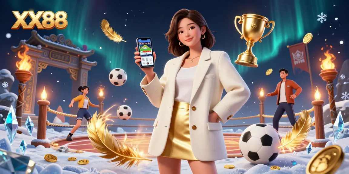 Bet on sports with XX88: a dynamic scene showcasing a stylish woman using a betting app.