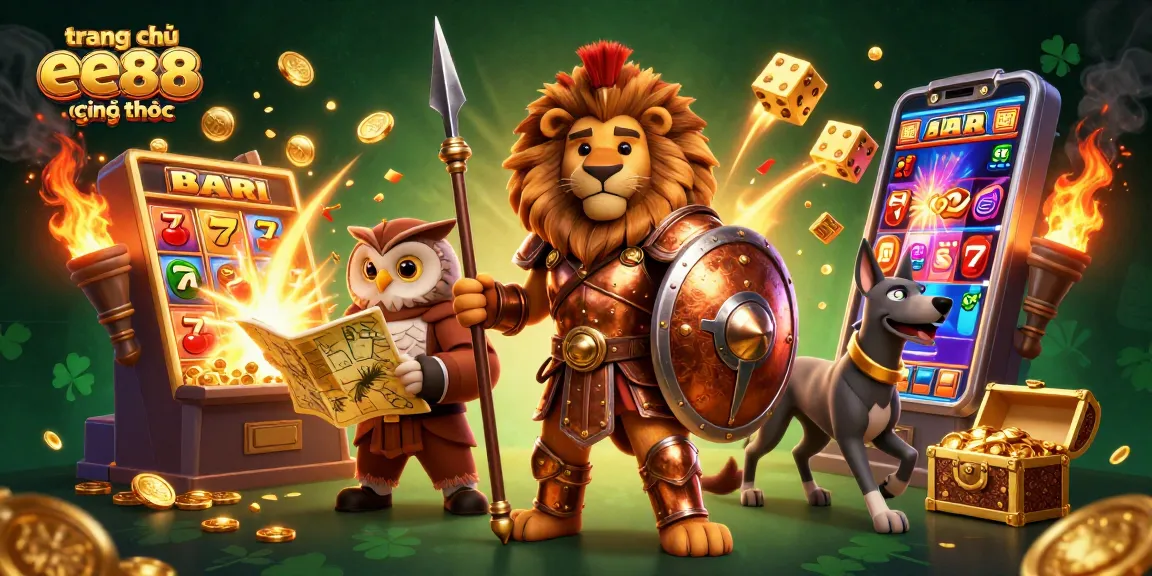 Activate your luck at trang chủ ee88 chỉnh thức with 3D cartoon Spartans and vibrant casino elements bursting around!